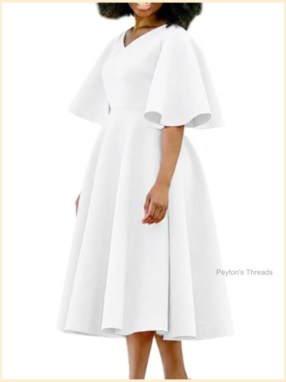 Elegant Bodycon Midi Dress Short Sleeve V Neck Wedding Guest Party - Picture 2 of 4